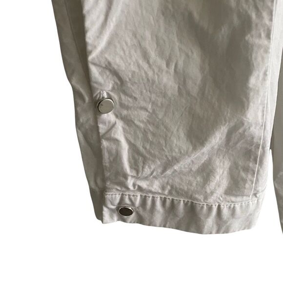 JUST FEMALE Cotton Hidden Button Front Blouse Shirt Dolman Sleeve Ruffle White M - Picture 4 of 5